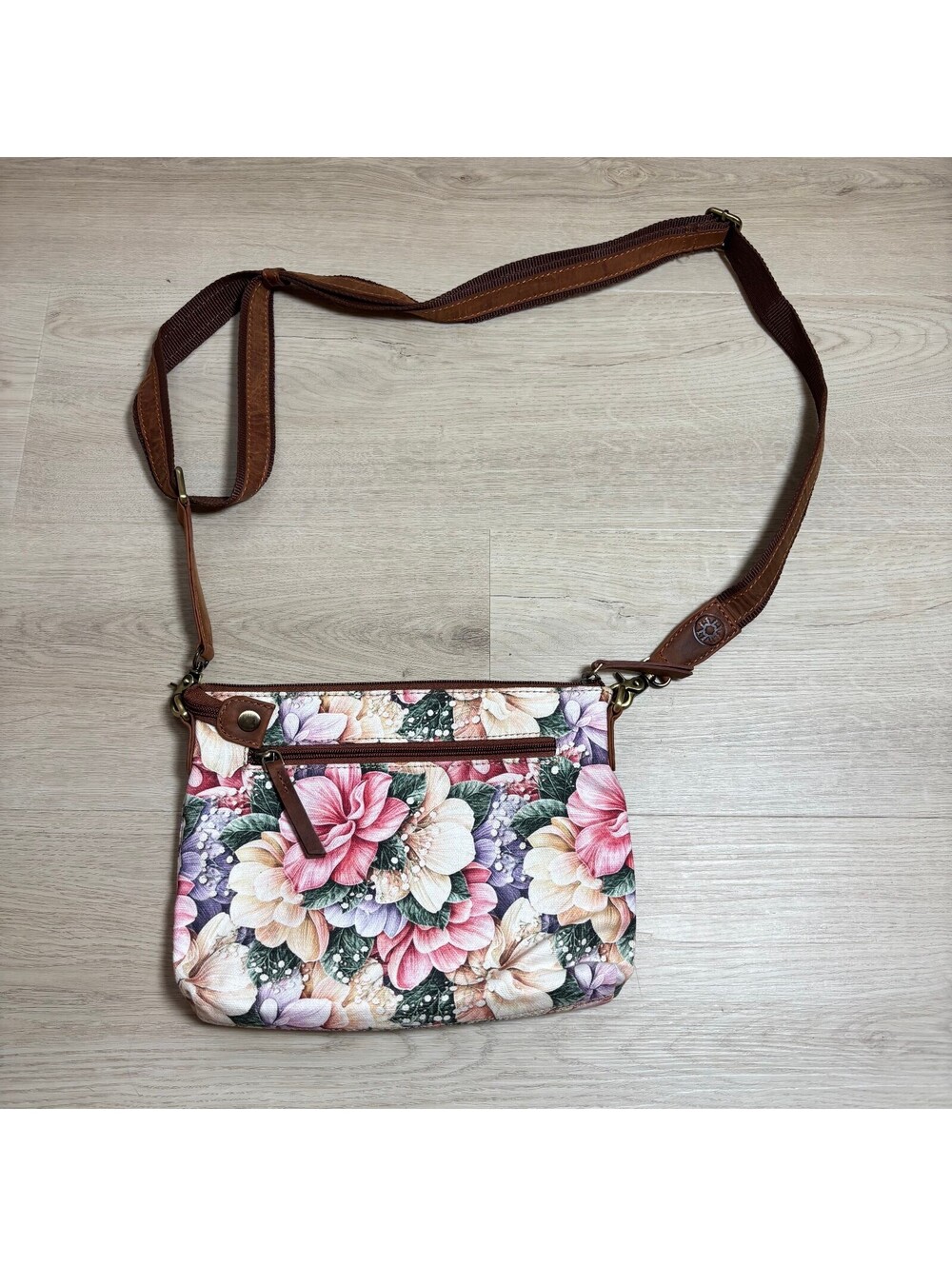 Myra EUC Women's Wildflower Trail Cotton & Leather Crossbody Bag in Vintage Rose